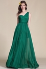 Verde Oscuro Vestido de Dama Largo Cintura Imperio