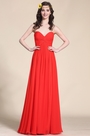 Robe de soirée longue rouge pour mariage décolleté coeur