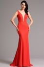 Sleeveless V Neck Red Formal Dress Evening Gown