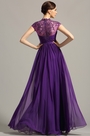 robe de soirée longue fluide violette dentelle