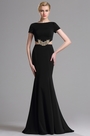 Robe de Soirée Manche Courte Sirène Noir Élégant