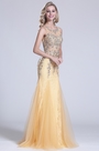 Trumpet Sleeveless Beaded Illusion Prom Dress
