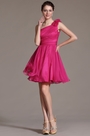 Blumen Eine Schulter Rosa Brautjungfer Kleid Party Kleid