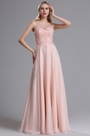 Sheer Ausschnitt Pink Appplikationen Abendkleid