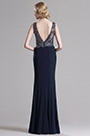 Dark blue Sleeveless Beaded Bodice Prom Dress