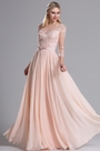 Розовое Вечернее Платье с 3/4 Рукавами