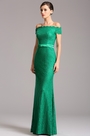 Elegant Auf-Schulter Grün Overlace Formal Kleid