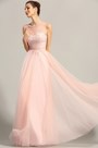 robe de soirée princesse rose dentelle sans manche