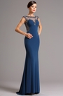 Ärmlos Blau Formal Abendkleid mit  Illusion Rücken