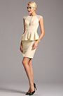 Beaded Capped Sleeves Illusion Short Cocktail Dress