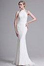 White Lace Halter Mermaid Evening Bridal Dress