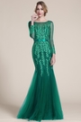 robe de soirée sirène verte avec appliques