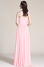 Robe demoiselle d'honneur sans manche col en V Rose
