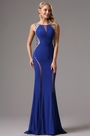 Plunging V Back Beaded Blue Prom Dress Formal Gown