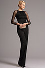 Stilvoll Spitze Lang Ärmel Schwarz Jumpsuit
