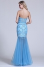 Strapless Sweetheart Beaded Blue Prom Gown