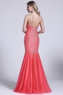Strapless Sweetheart Beaded Coral Prom Gown
