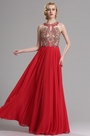 Rot Ärmellos Mit Perlen Verziert Ballkleid Abendkleid