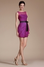 2014 New Hot Pink Sheer Top Cocktail Dress