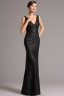Stunning Black Sequin Formal Gown with Plunging Back