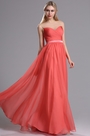 Koralle Tiefer V-Ausschinitt Brautjungferkleid