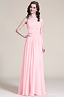 Robe demoiselle d'honneur sans manche col en V Rose