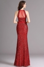 Carlyna Red Figure-flattering Halter Sequins Prom Evening Dress