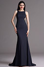 Navy Blue Sleeveless Evening Gown with Mermaid Train