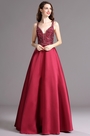 Carlyna Burgundy länges Ballkleid mit Plunging V-Ausschnitt