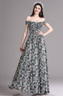 Off Shoulder Pleated Summer Printed Evening Dress