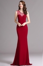 Carlyna Robe de Soirée Sirène Sans Manche Bordée Sirène Rouge