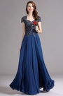 Carlyna Blue Cap Sleeves Beaded Prom Dress Formal gown
