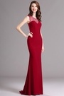 Carlyna Robe de Soirée Sirène Sans Manche Bordée Sirène Rouge