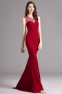 Carlyna Robe de Soirée Sirène Sans Manche Bordée Sirène Rouge