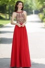 Carlyna Rotes Ärmelloses Beaded Abendkleid