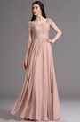 Blush Cap Sleeves Embroidery Beaded Prom Dress