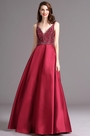 Carlyna Burgundy länges Ballkleid mit Plunging V-Ausschnitt