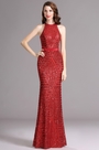 Carlyna Red Figure-flattering Halter Sequins Prom Evening Dress
