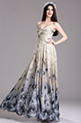 Printed Strapless Pleated Formal Dress