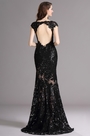 Carlyna Black Illusion Neckline  Sequin Lace Appliques Formal Gown