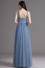 Blue Halter Neck Ruched Summer Bridesmaid Dress