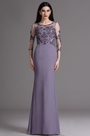 Robe Mère de Mariée Brodée Manche 3/4 Violette