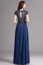Carlyna Blue Cap Sleeves Beaded Prom Dress Formal gown