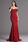 Burgundes Auf Schulter Mermaid Formal Abendkleid