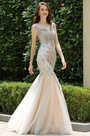 Carlyna Grey Beaded Sleeveless Mermaid Prom Formal Dress