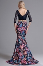 Two-piece 3/4 Sleeves Floral Mermaid Prom Formal Dress