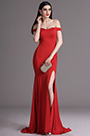 Rotes Auf Schulter Hoher Schlitz Abendkleid