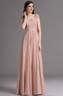 Blush Cap Sleeves Embroidery Beaded Prom Dress