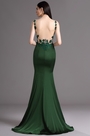 Robe de Soirée Brodé Sirène Dos Nu Sans Manche Vert