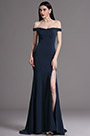Blue Off Shoulder High Slit Formal Evening Dress